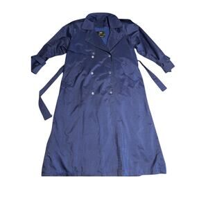 Vintage London Fog Belted Double Breasted Trench Coat Cobalt Blue Women's 10